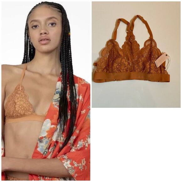 Free People HAH BraLittle Brown SugarRacerback Lace SistHAH Size XS NWT - Picture 1 of 8